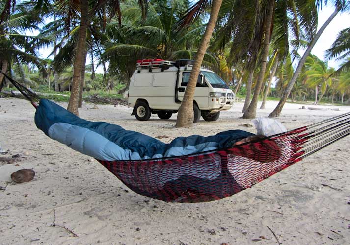 Sleeping in the hammock
