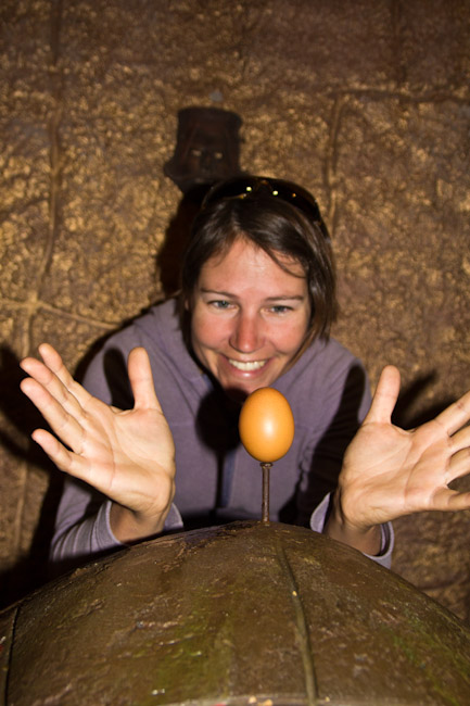 Ecuador: second Equator crossing - Mitad del Mundo: balancing an egg